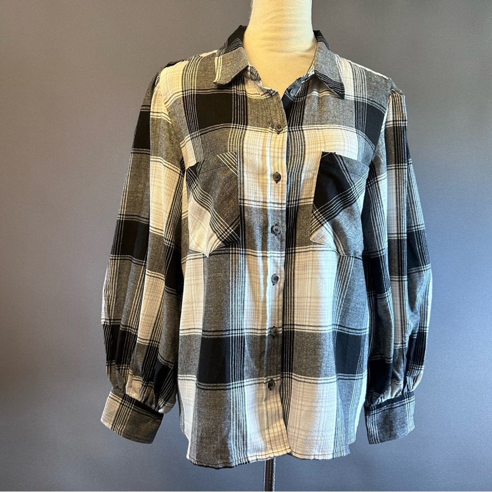 Sanctuary Women's New Generation Plaid Boyfriend Blouse Top